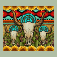 Bull Skulls Gemstones And Cactus With Leopard And Aztec Urban Heavy Tee | Teevron