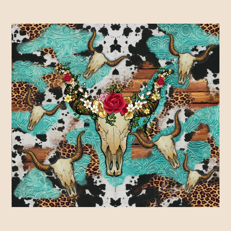 Bull Skull Flowers Cowhides And Leopard Urban Heavy Tee by Artiststas | Teevron