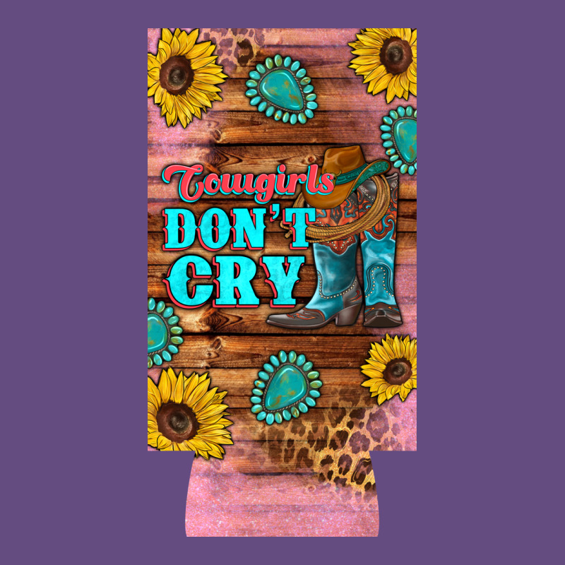 Cowgirls Don't Crty Boots Hat Sunflowers 12 Oz Can Cooler  (slim) Vintage Hoodie by Artiststas | Teevron