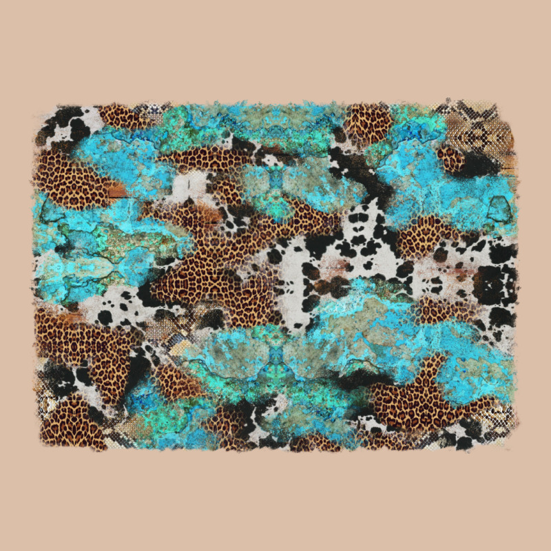 Western Cowhide And Leopard With Turquoise Background Urban Heavy Tee by Artiststas | Teevron