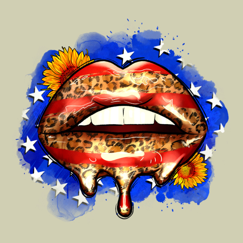Leopard American Flag Lips Heavy Core Tee by Zillion Design Studio | Teevron