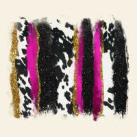 Cow , Yellow And Pink Glitter Brushstrokes Vintage Tee | Teevron