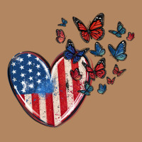 4th Of July American Flag Heart Butterfly Long Sleeve Tee | Teevron