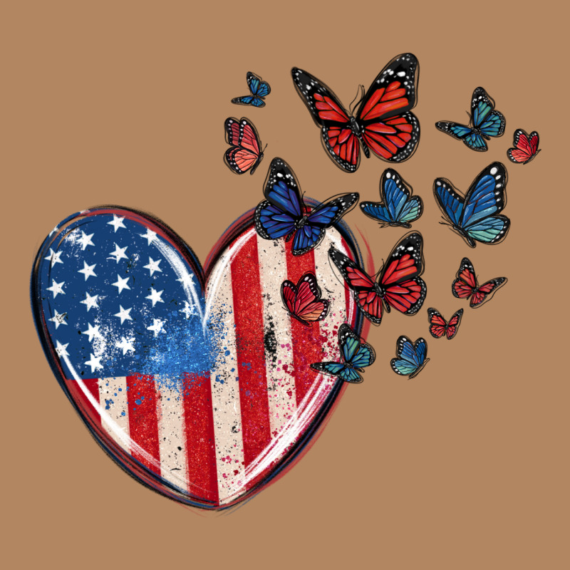 4th Of July American Flag Heart Butterfly Long Sleeve Tee by MaliasSmallBusiness | Teevron