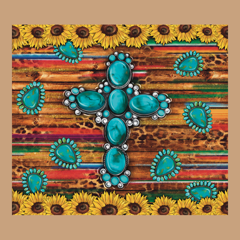 Western Gemstone Cross Sunflowers Leopard Serape Glitter Wooden Tumble Vintage Tee by Artiststas | Teevron
