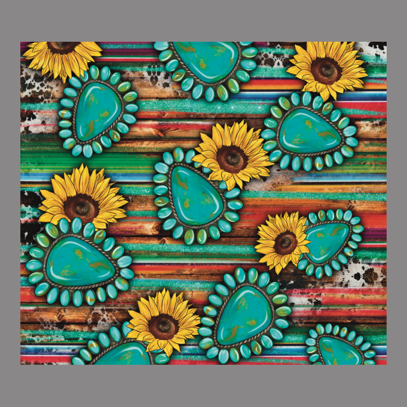 Western Gemstone Sunflowers Serape Cowhide Glitter Wooden Vintage Tee by Artiststas | Teevron