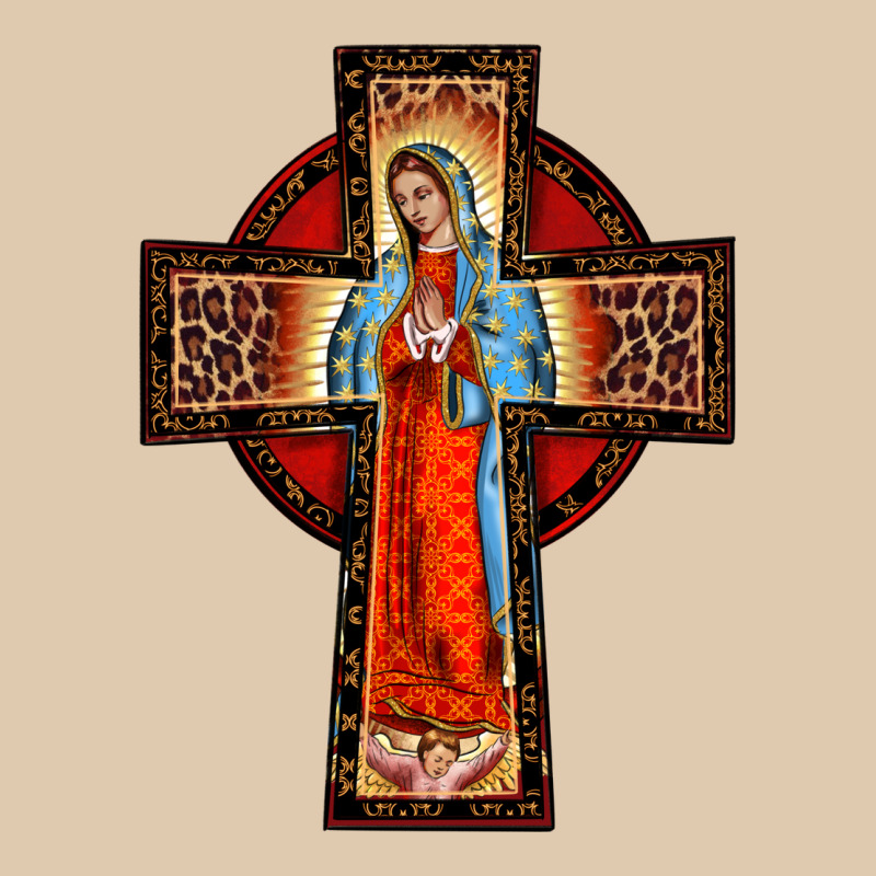 Lady Of Guadalupe Leopard Cross Heavyweight Sweatshirt by BarkalooDesign | Teevron