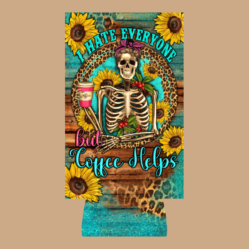 I Hate Everyone But Coffee Helps Western Skeleton Coffee Sunflowers 12 Vintage Hoodie by Artiststas | Teevron