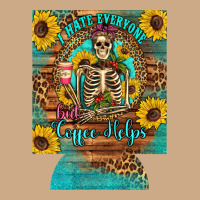 I Hate Everyone But Coffee Helps Western Skeleton Coffee Sunflowers 12 Vintage Hoodie | Teevron