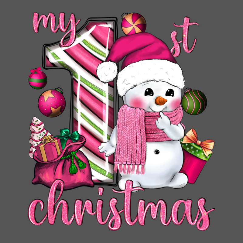 My 1st. Pink Christmas With Cute Snowman Zipper Hoodie by NancyCooperArtShop | Teevron
