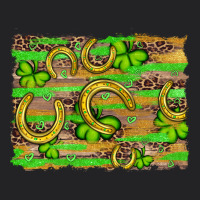 Horseshoe Shamrock Leopard Wood Glitter Background Vintage Tee | Teevron