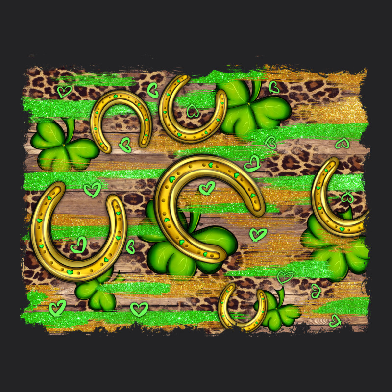 Horseshoe Shamrock Leopard Wood Glitter Background Vintage Tee by Artiststas | Teevron