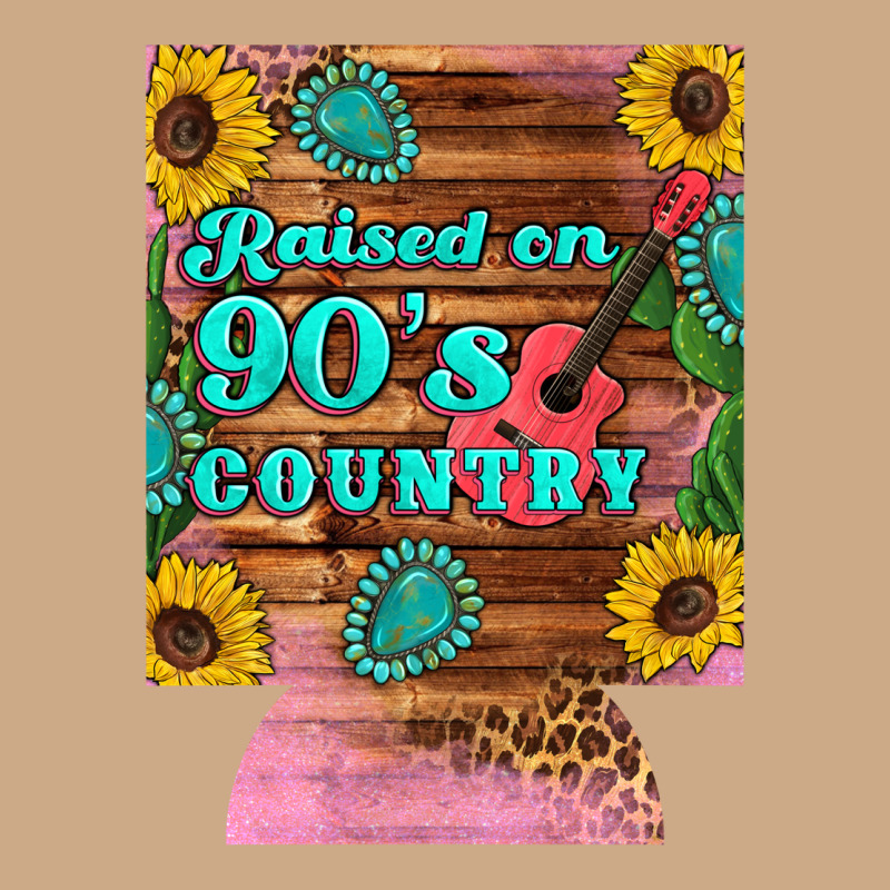 Raised 90's Country Guitar Cactus Sunflower's 12 Oz Can Cooler (regula Vintage Hoodie by Artiststas | Teevron