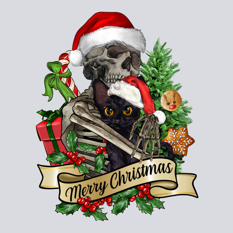 Merry Christmas Skeleton With Black Cat Zipper Hoodie by NancyCooperArtShop | Teevron