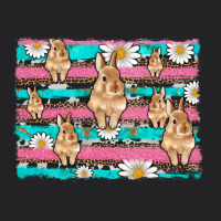 Easter Bunny With Daisy And Turquoise Cowhide Leopard  Background Vintage Tee | Teevron
