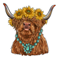 highland cow with sunflower and gemstone | Teevron