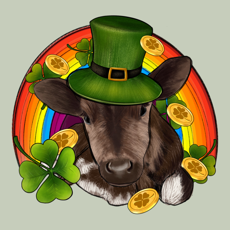 St Patricks Day Baby Cow Shamrock Rainbow Gold Ladies Tee by RanaPortraitStore | Teevron