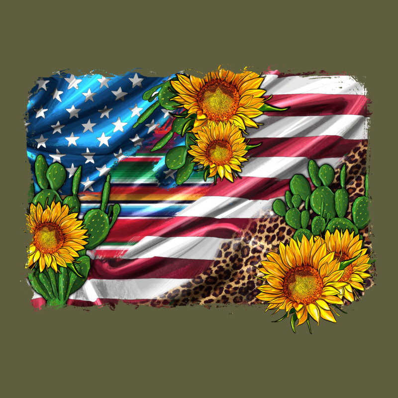 Usa Flag And Sunflower Serape Leopard And Cactus Vintage Tee by Artiststas | Teevron