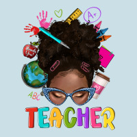 Teacher Afro Messy Bun Ladies Tee | Teevron