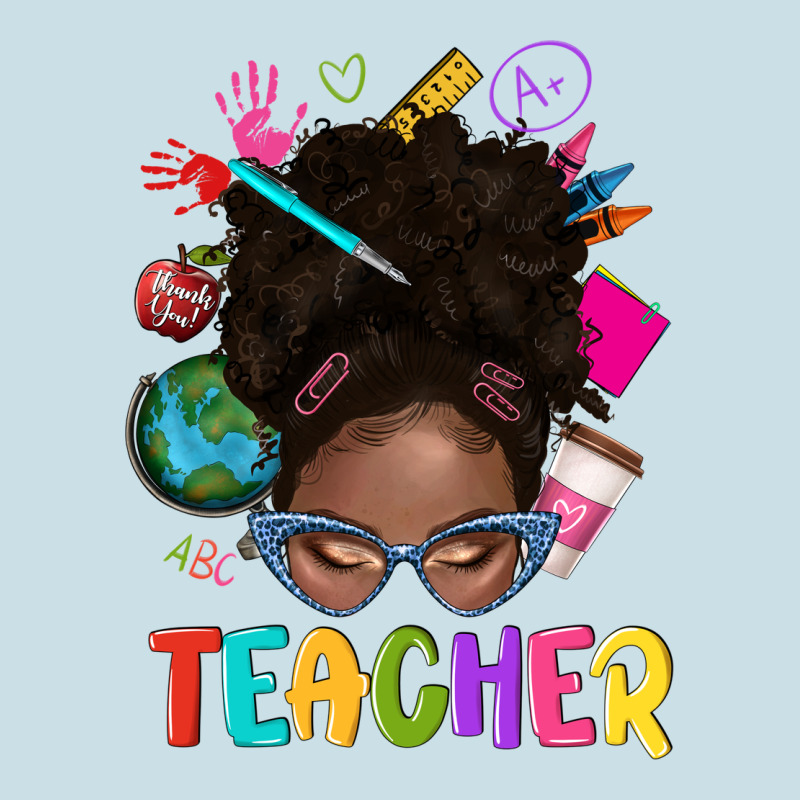 Teacher Afro Messy Bun Ladies Tee by texasbilliewilder | Teevron