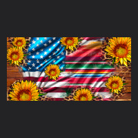 Usa Flag And Serape With Leopard And Sunflowers License Plate Vintage Tee | Teevron
