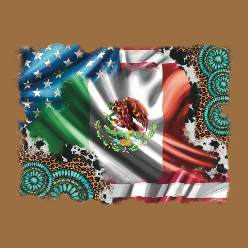 Usa And Mexico Flag With Leopard Cowhide And Gemstone Background Vintage Tee by Artiststas | Teevron