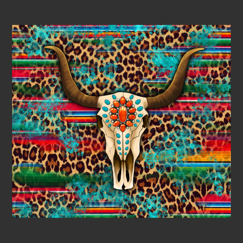 Western Serape Leopard Bull Skull Turquoise Tumbler Urban Heavy Tee by Artiststas | Teevron