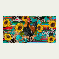 Western Coop Animals Rooster Sunflowers Cowhide Wooden Serape Glitter Urban Heavy Tee | Teevron