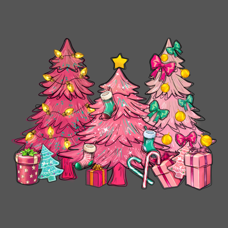 Pink Christmas Trees Zipper Hoodie by NancyCooperArtShop | Teevron