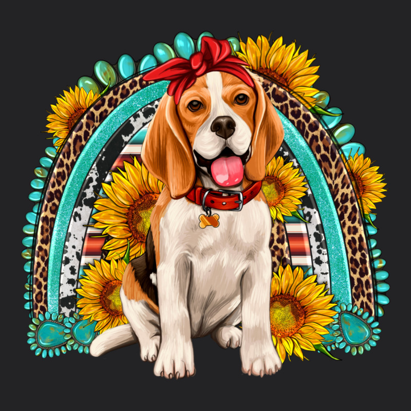 Beagle Turquoise And Sunflowers Rainbow Vintage Tee by Artiststas | Teevron