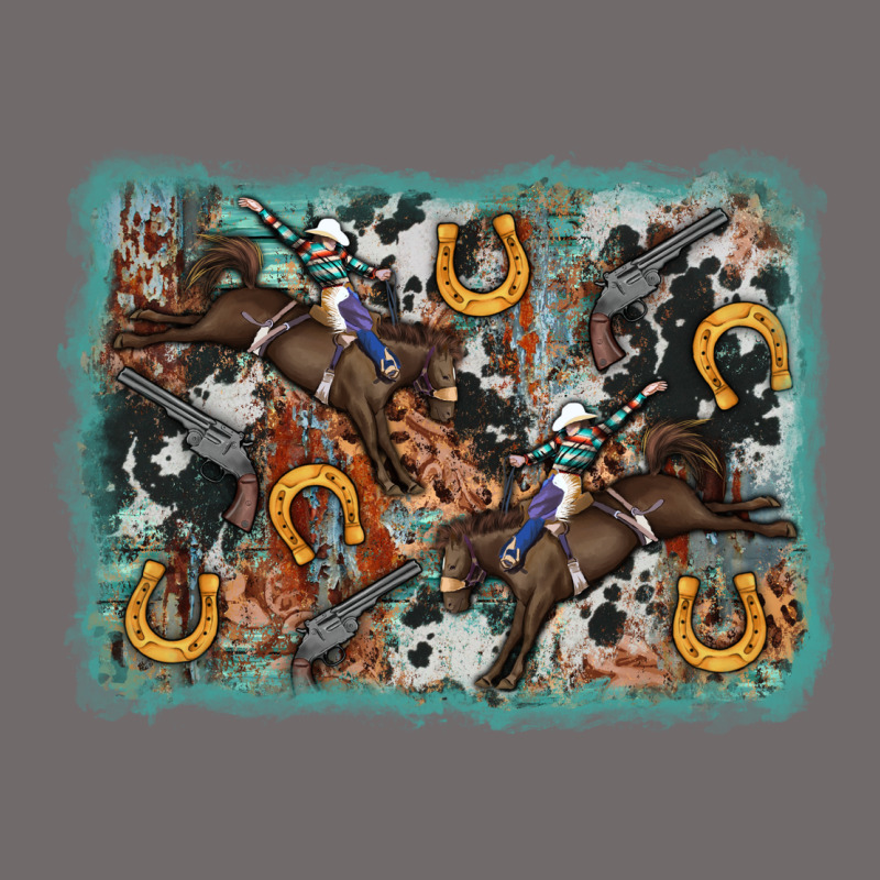 Bucking Bronco Rodeo Revolver Western Background Urban Heavy Tee by AdoDesignShop | Teevron