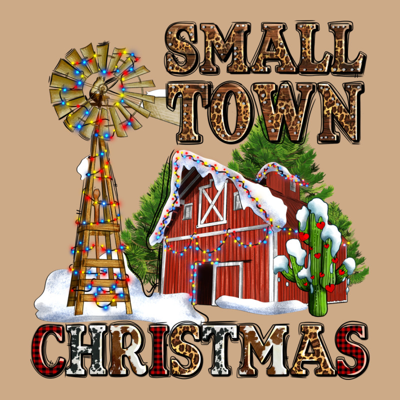 Small Town Christmas With Barn And Cactus Vintage Hoodie by AdoDesignShop | Teevron