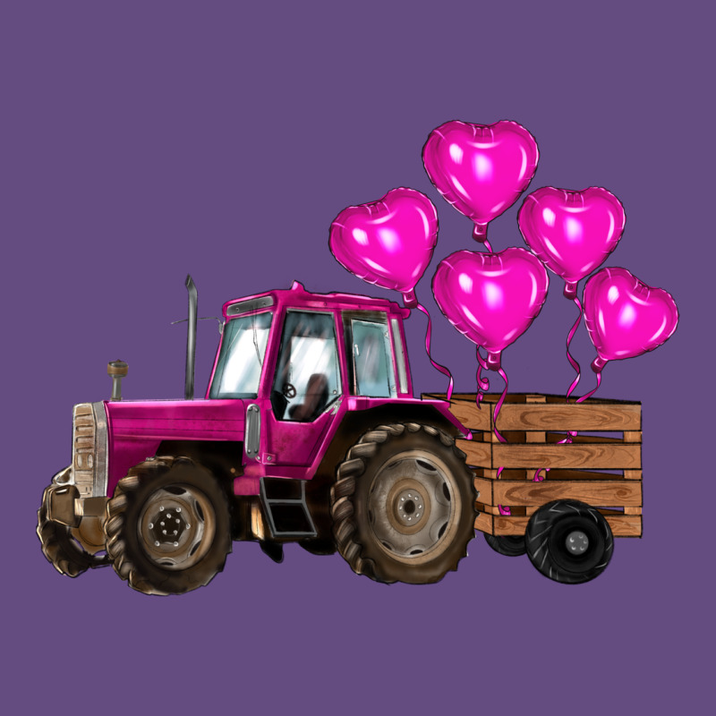 Valentines Day Pink Tractor With Pink Heart Balloo Vintage Hoodie by RanaPortraitStore | Teevron