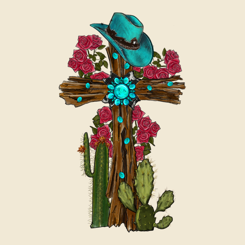 Cross Gemstone Cactus Roses Cowboy Hat Premium Tee by RanaPortraitStore | Teevron