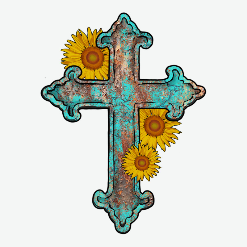 Turquoise Sunflower Cross Urban Heavy Tee by AdoDesignShop | Teevron