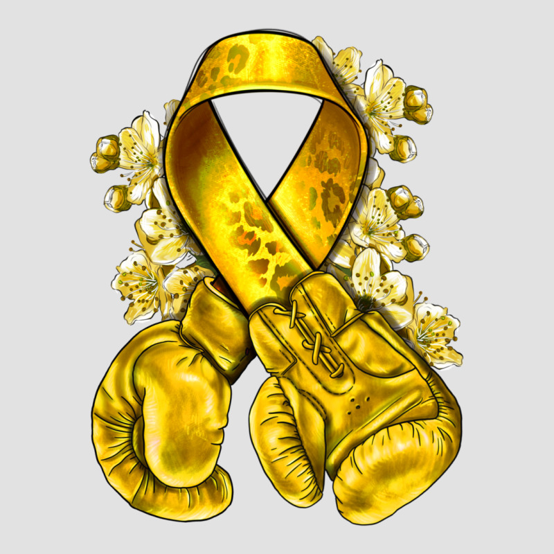 Childhood Cancer Yellow Ribbon With Boxing Gloves Premium Hoodie by NancyCooperArtShop | Teevron