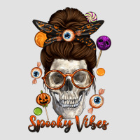 Spooky Vibes Skull Messy Bun Premium Hoodie | Teevron