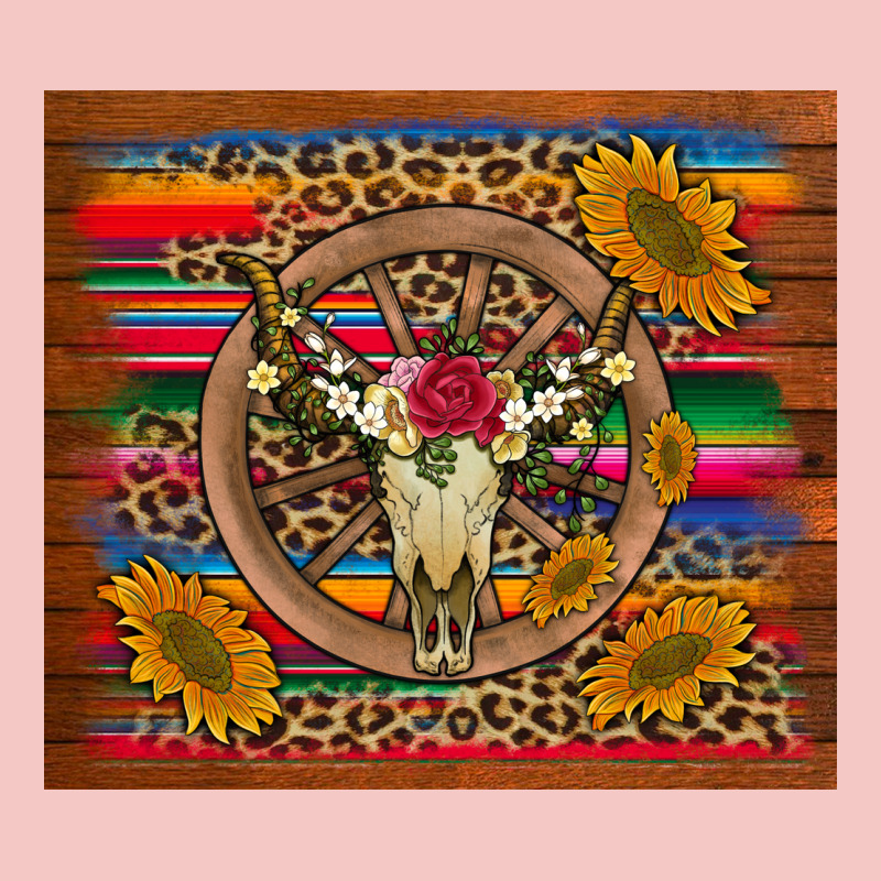 Serape Sunflowers Bull Skull Background Urban Heavy Tee by Artiststas | Teevron