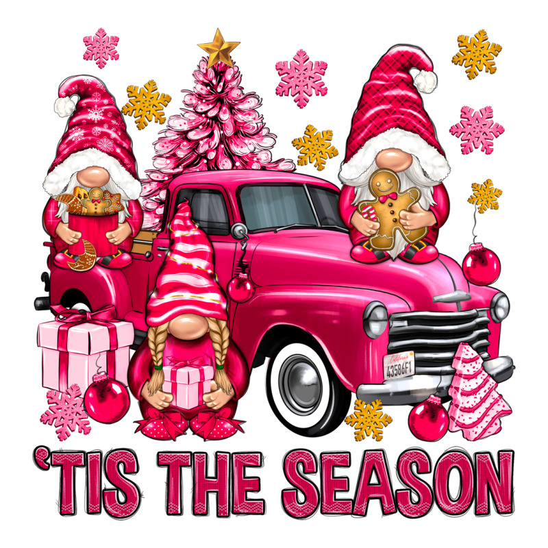 Tis' The Season Pink Christmas Gnomes Truck Zipper Hoodie by NancyCooperArtShop | Teevron