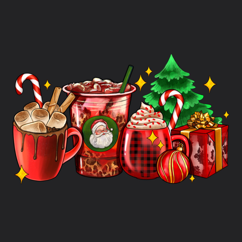 Christmas Coffee Cups With Gift And Christmas Tree Vintage Tee by AdoDesignShop | Teevron