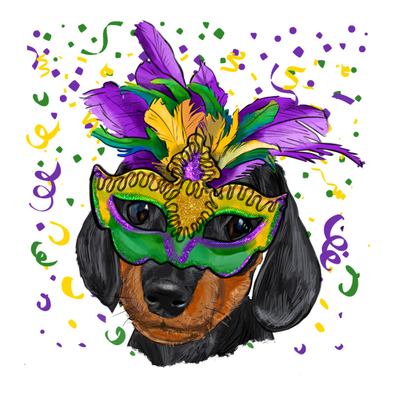 Mardi Gras Mask Dachshund Puppy Ladies Tee by RanaPortraitStore | Teevron