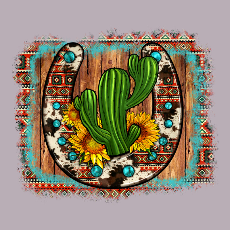 Cactus Sunflower Cowhide Horseshoe  Background Vintage Tee by Artiststas | Teevron