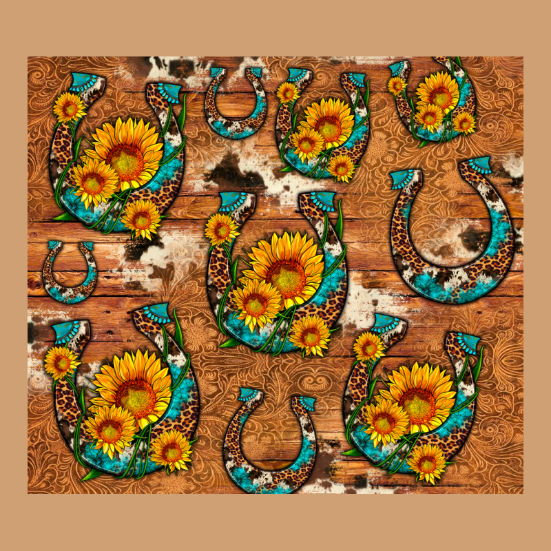Sunflower Turquoise Leopard Cowhide Horseshoe Vintage Tee by Artiststas | Teevron