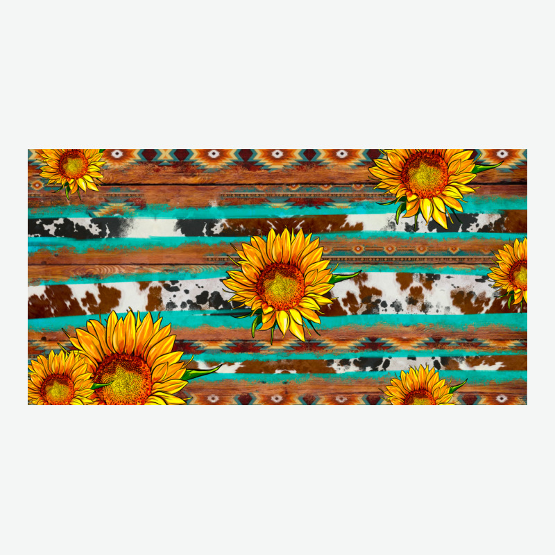 Aztec Sunflower Cowhide License Plate Urban Heavy Tee by Artiststas | Teevron