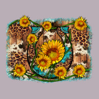 Sunflower Gemstone Leopard Cowhide Horseshoe Background Vintage Tee | Teevron