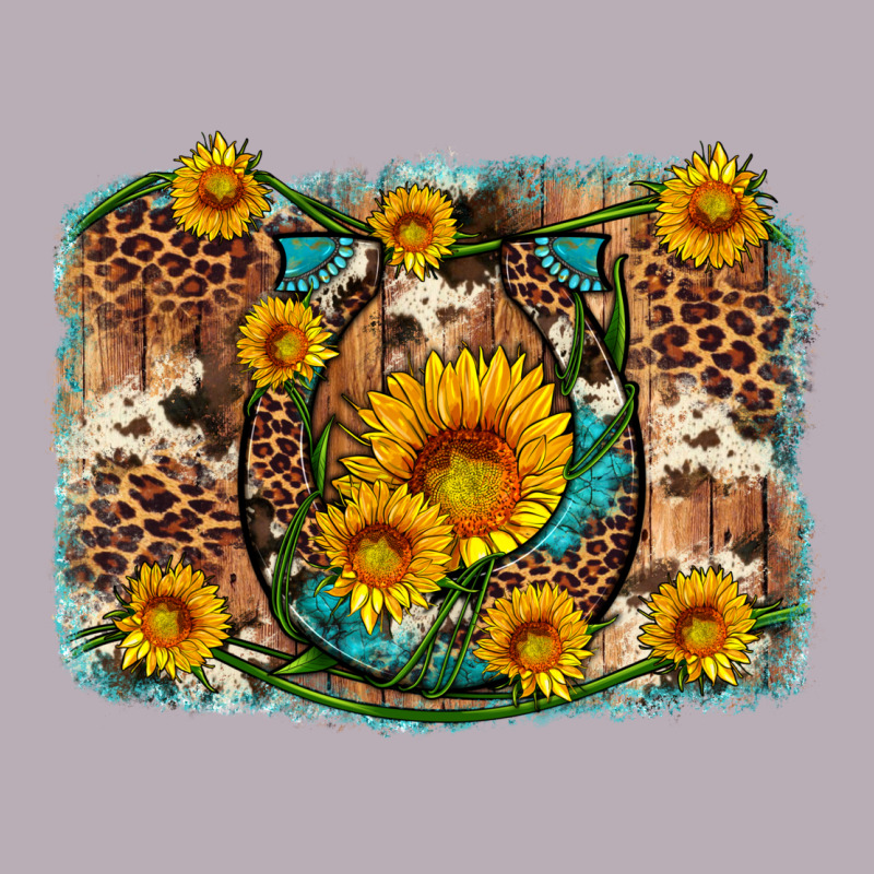 Sunflower Gemstone Leopard Cowhide Horseshoe Background Vintage Tee by Artiststas | Teevron