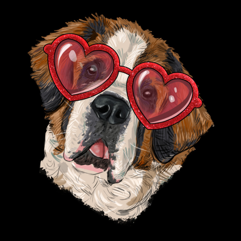 Saint Bernard With Love Glasses Ladies Tee by RanaPortraitStore | Teevron