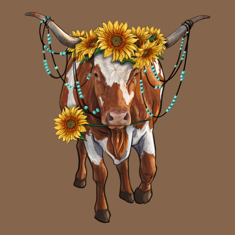 Longhorn Cow With Sunflowers Premium Tee by RanaPortraitStore | Teevron