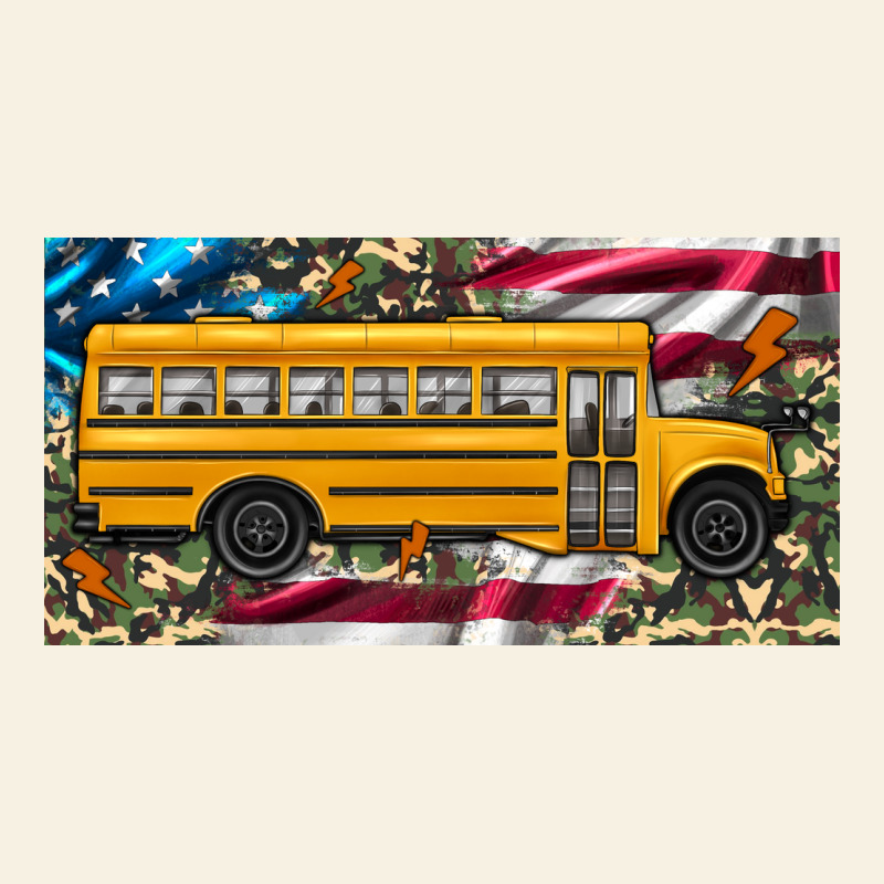 School Bus Camouflage American Flag License Plate Vintage Tee by Artiststas | Teevron