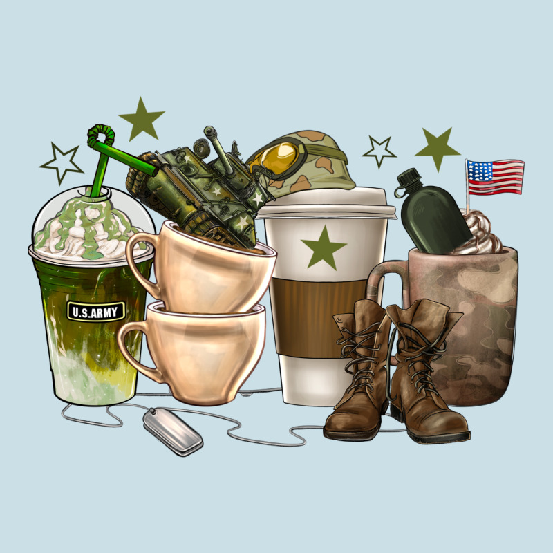Coffee Cups Army Ladies Tee by texasbilliewilder | Teevron